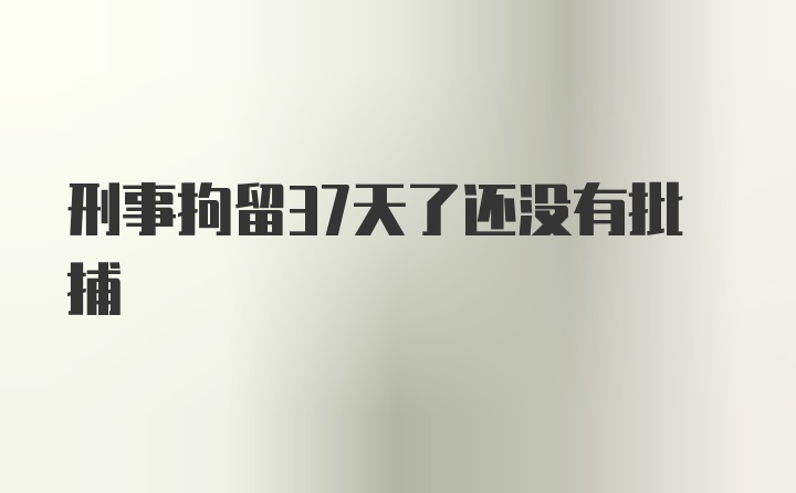 刑事拘留37天了还没有批捕