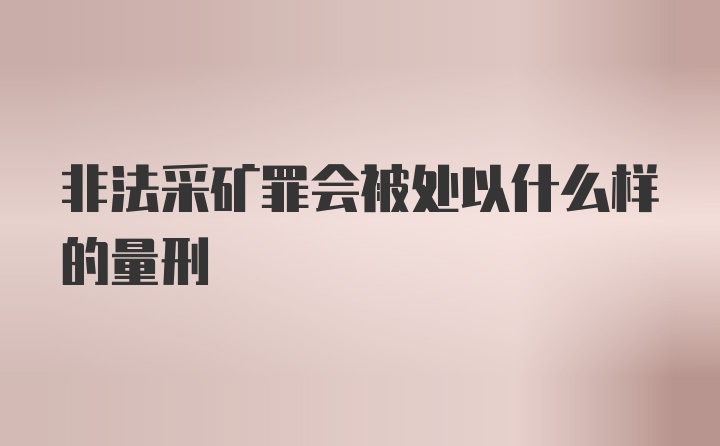 非法采矿罪会被处以什么样的量刑