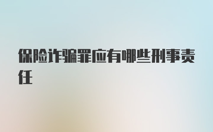 保险诈骗罪应有哪些刑事责任