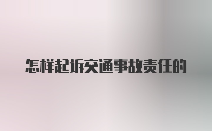 怎样起诉交通事故责任的