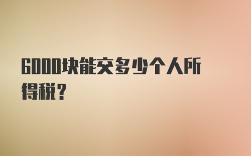 6000块能交多少个人所得税？