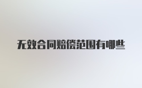 无效合同赔偿范围有哪些