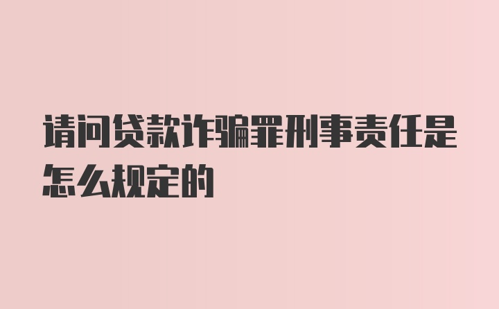 请问贷款诈骗罪刑事责任是怎么规定的