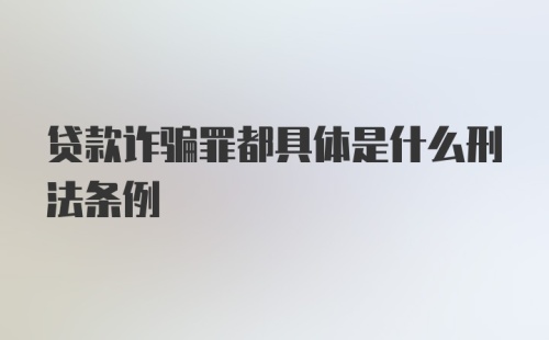 贷款诈骗罪都具体是什么刑法条例