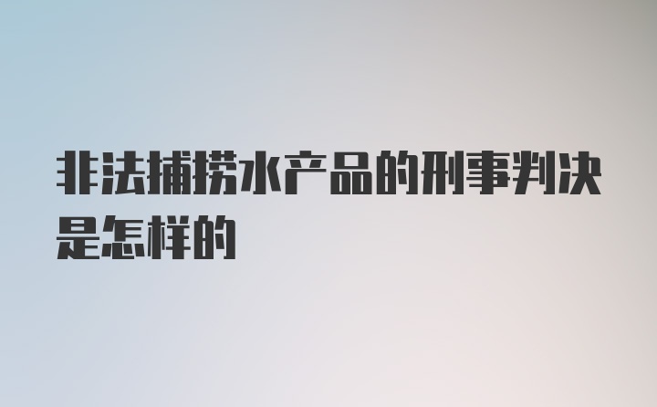 非法捕捞水产品的刑事判决是怎样的