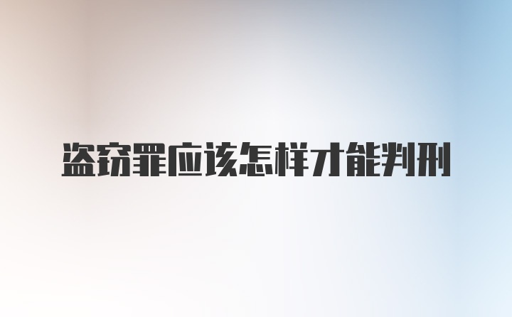 盗窃罪应该怎样才能判刑