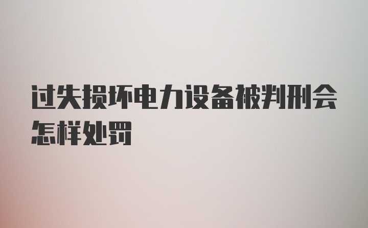 过失损坏电力设备被判刑会怎样处罚