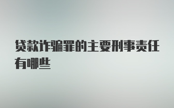 贷款诈骗罪的主要刑事责任有哪些