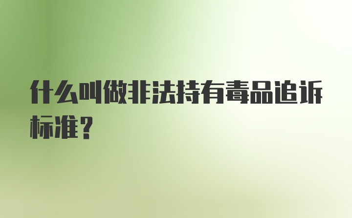 什么叫做非法持有毒品追诉标准？