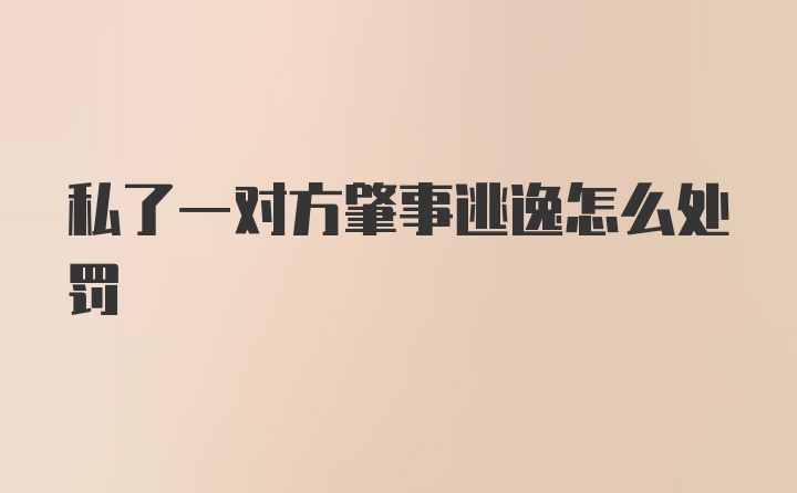 私了一对方肇事逃逸怎么处罚