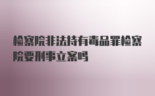 检察院非法持有毒品罪检察院要刑事立案吗