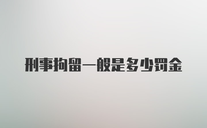 刑事拘留一般是多少罚金