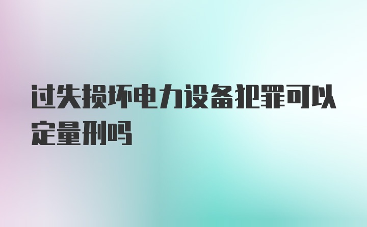 过失损坏电力设备犯罪可以定量刑吗