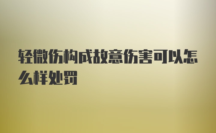 轻微伤构成故意伤害可以怎么样处罚