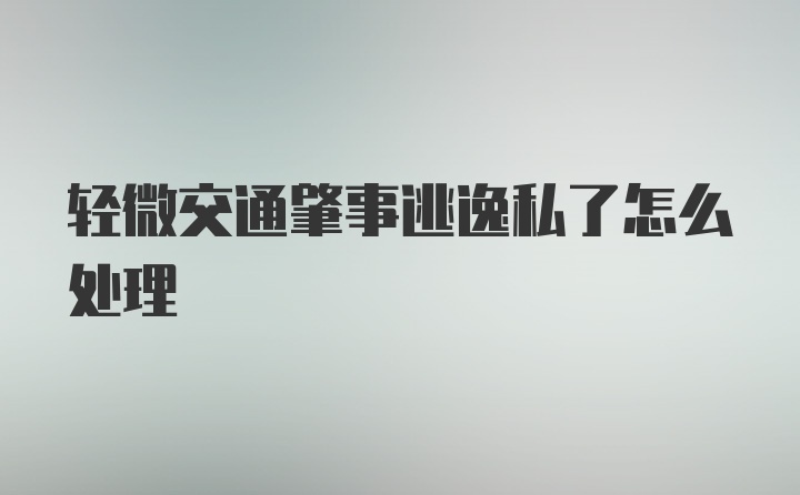 轻微交通肇事逃逸私了怎么处理