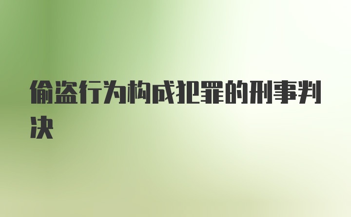 偷盗行为构成犯罪的刑事判决