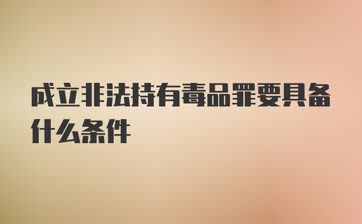 成立非法持有毒品罪要具备什么条件