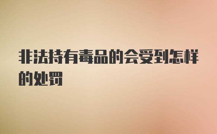 非法持有毒品的会受到怎样的处罚