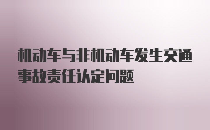 机动车与非机动车发生交通事故责任认定问题