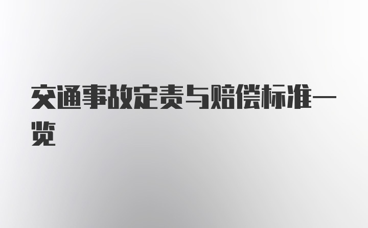 交通事故定责与赔偿标准一览