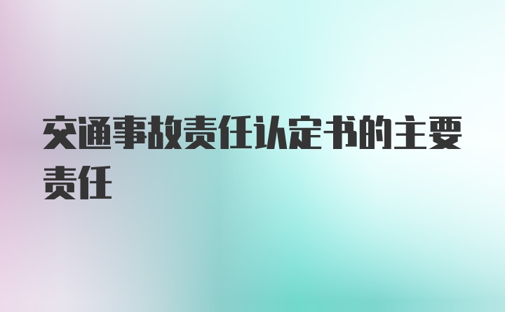 交通事故责任认定书的主要责任