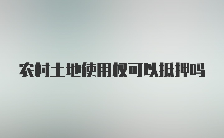 农村土地使用权可以抵押吗