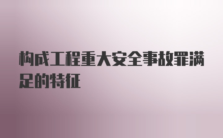 构成工程重大安全事故罪满足的特征