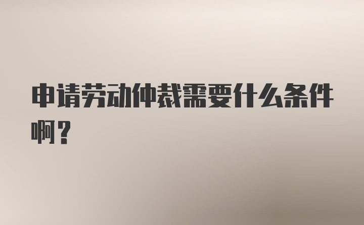 申请劳动仲裁需要什么条件啊？