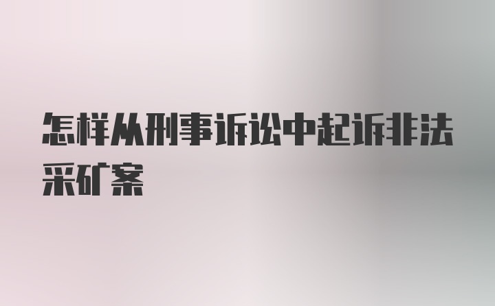 怎样从刑事诉讼中起诉非法采矿案