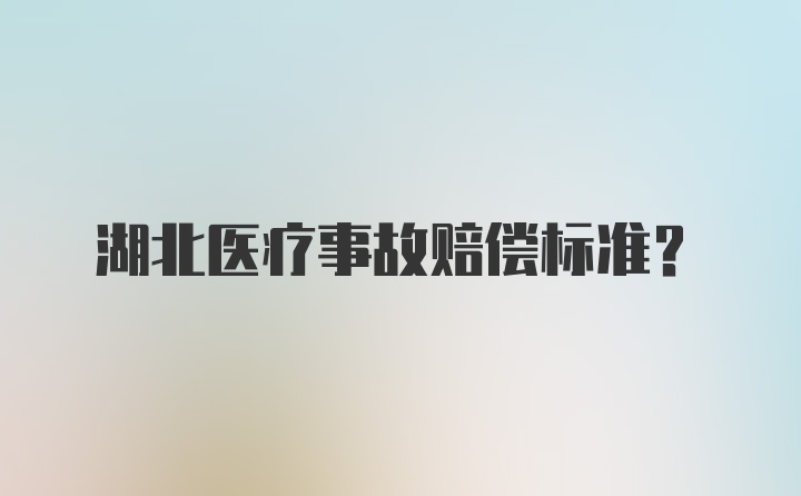 湖北医疗事故赔偿标准？