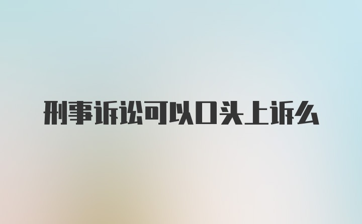 刑事诉讼可以口头上诉么