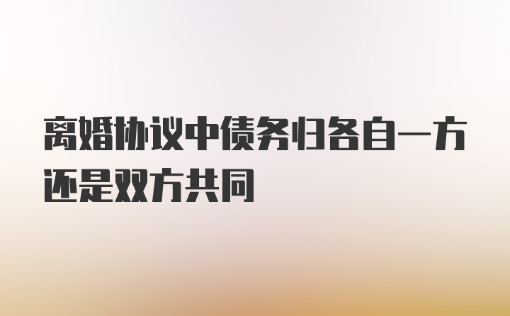 离婚协议中债务归各自一方还是双方共同