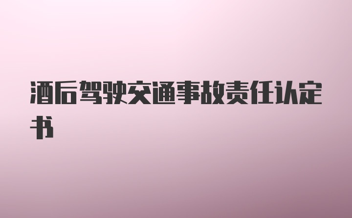 酒后驾驶交通事故责任认定书