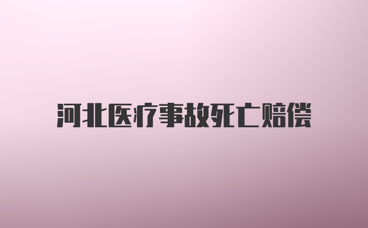 河北医疗事故死亡赔偿