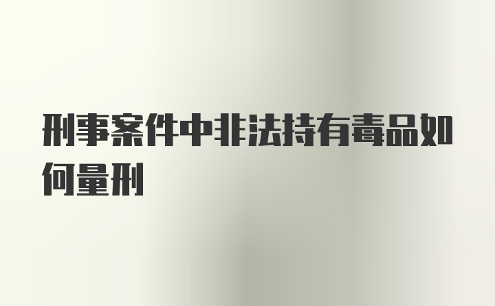 刑事案件中非法持有毒品如何量刑