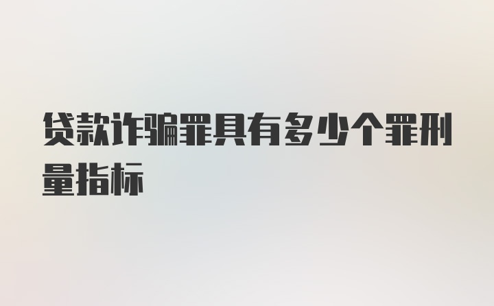 贷款诈骗罪具有多少个罪刑量指标