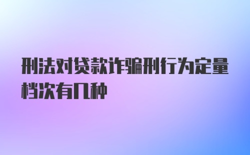 刑法对贷款诈骗刑行为定量档次有几种