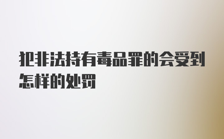 犯非法持有毒品罪的会受到怎样的处罚