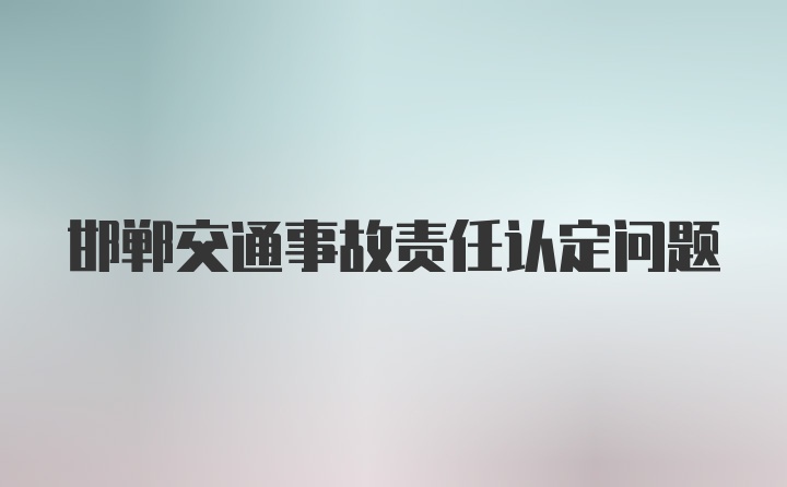 邯郸交通事故责任认定问题