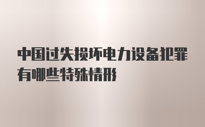 中国过失损坏电力设备犯罪有哪些特殊情形