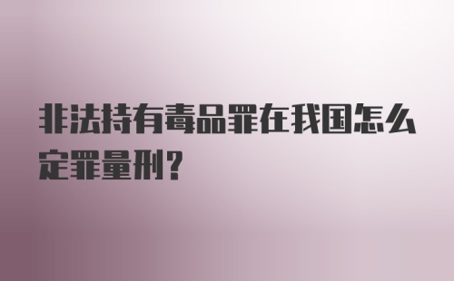 非法持有毒品罪在我国怎么定罪量刑？