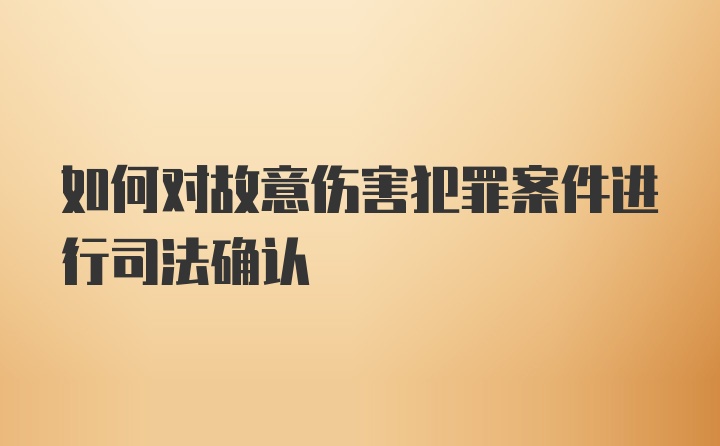 如何对故意伤害犯罪案件进行司法确认