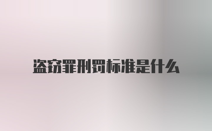 盗窃罪刑罚标准是什么