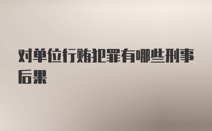 对单位行贿犯罪有哪些刑事后果