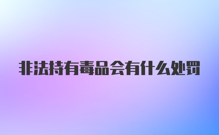 非法持有毒品会有什么处罚