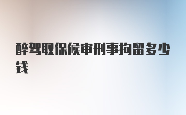 醉驾取保候审刑事拘留多少钱