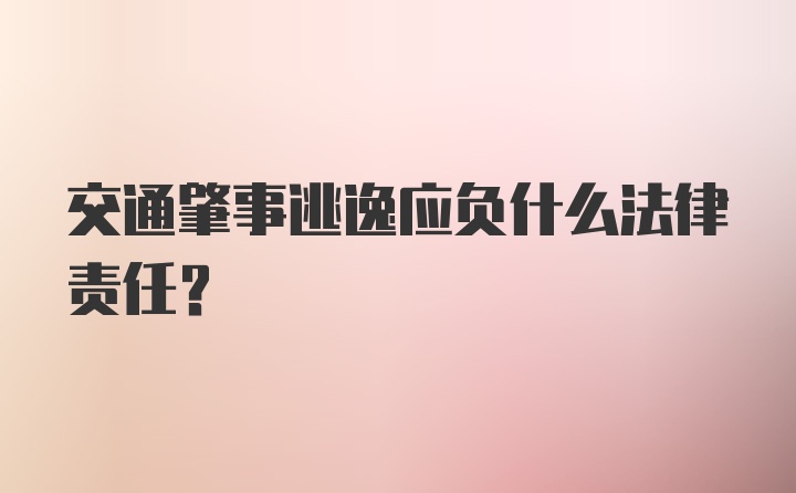 交通肇事逃逸应负什么法律责任？