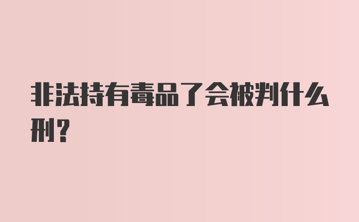 非法持有毒品了会被判什么刑?