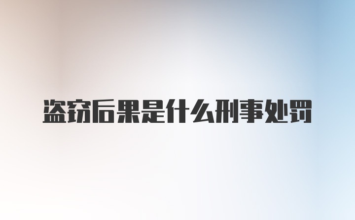 盗窃后果是什么刑事处罚