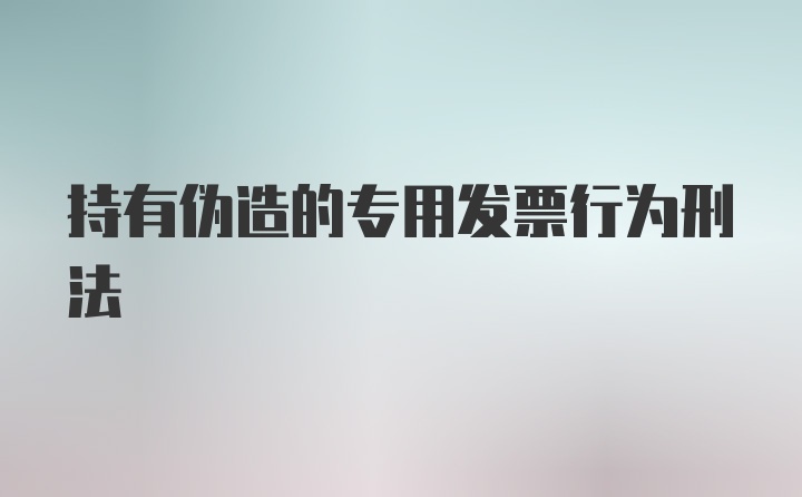 持有伪造的专用发票行为刑法